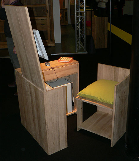 Custom-built hidden desk and chair that fits neatly together, Repulse Bay